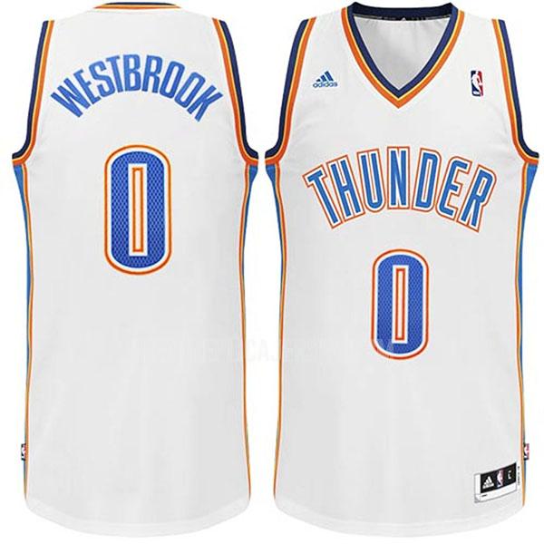 men's oklahoma city thunder russell westbrook 0 white classic replica jersey
