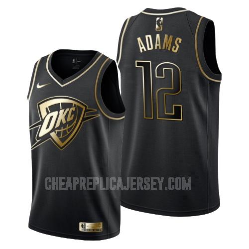 men's oklahoma city thunder steven adams 12 black golden edition replica jersey