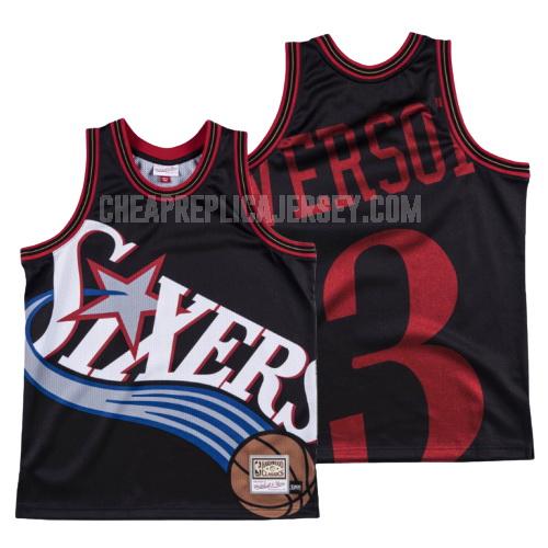 men's philadelphia 76ers allen iverson 3 black big face replica jersey