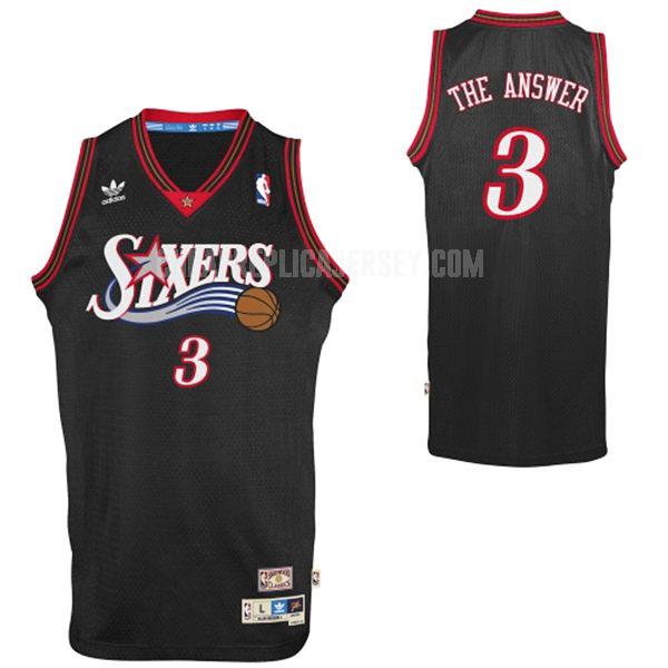 men's philadelphia 76ers allen iverson 3 black nickname replica jersey