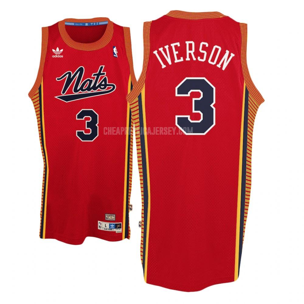 men's philadelphia 76ers allen iverson 3 red hardwood classics replica jersey