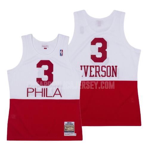 men's philadelphia 76ers allen iverson 3 red white hardwood classics replica jersey