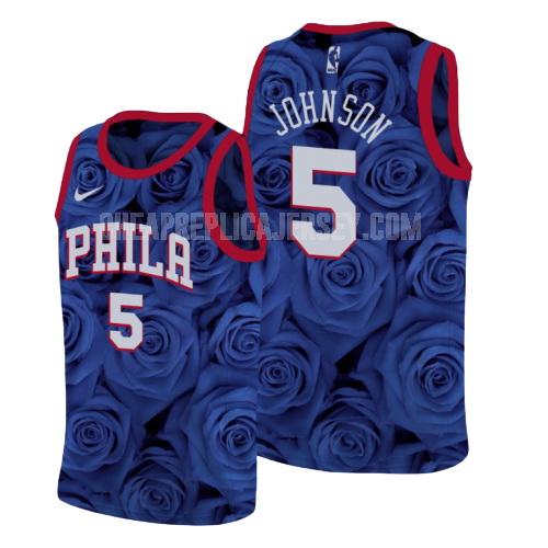 men's philadelphia 76ers amir johnson 5 blue rose flower replica jersey