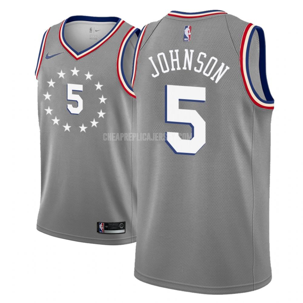 men's philadelphia 76ers amir johnson 5 gray city edition replica jersey