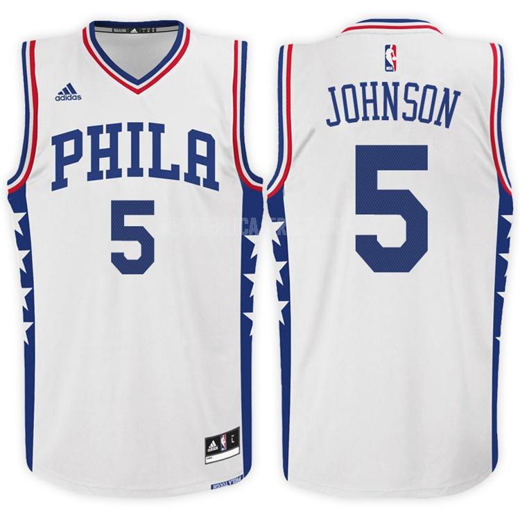men's philadelphia 76ers amir johnson 5 white home replica jersey