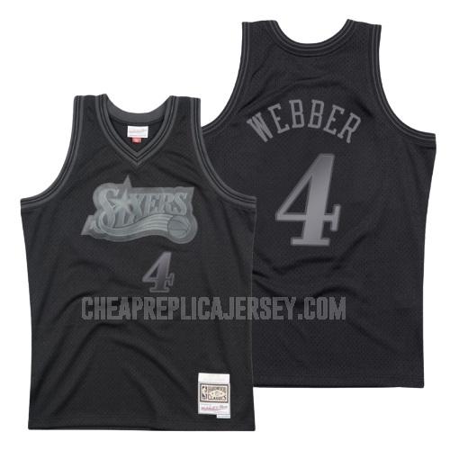 men's philadelphia 76ers chris webber 4 black hardwood classics replica jersey