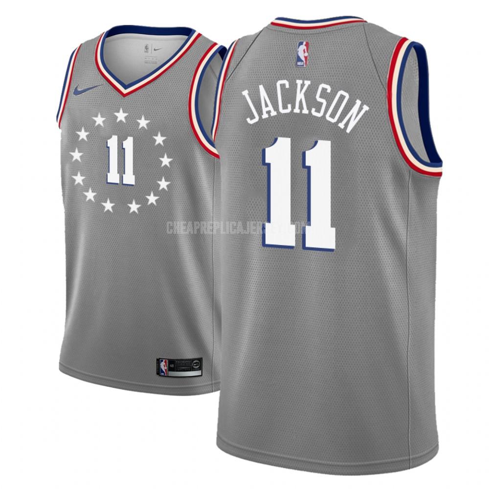 men's philadelphia 76ers demetrius jackson 11 gray city edition replica jersey