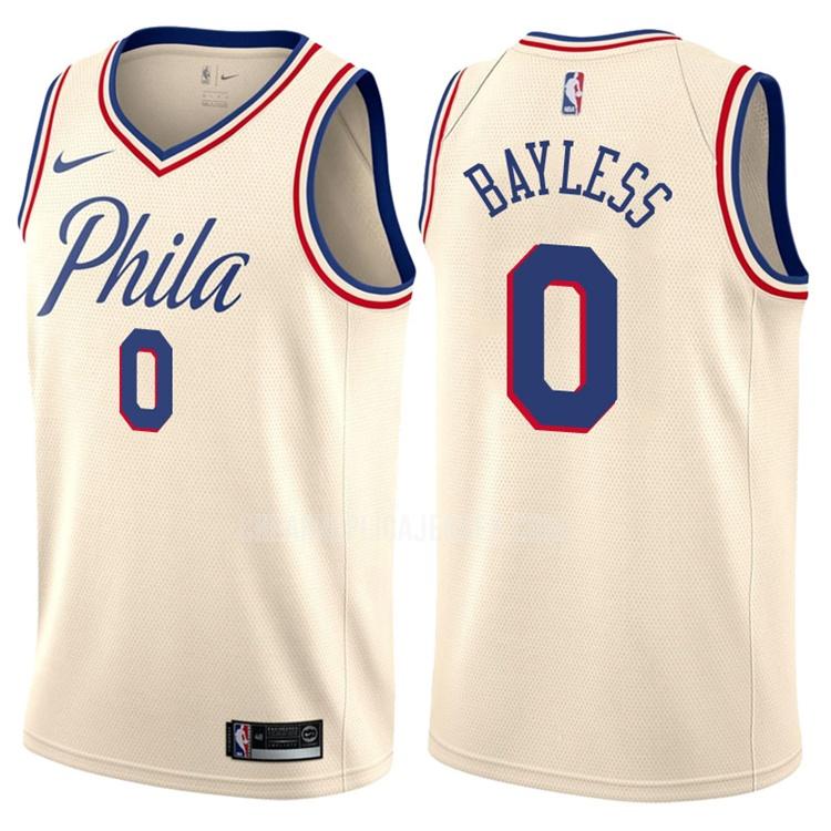 men's philadelphia 76ers jerryd bayless 0 cream color city edition replica jersey