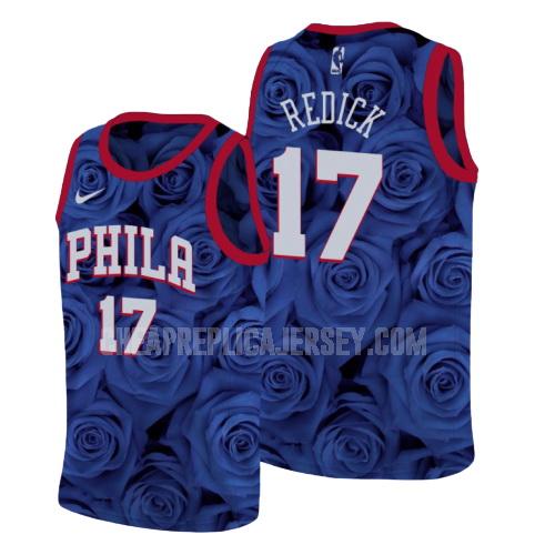 men's philadelphia 76ers jj redick 17 blue rose flower replica jersey