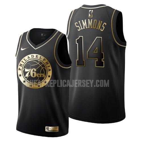 men's philadelphia 76ers jonathon simmons 14 black golden edition replica jersey