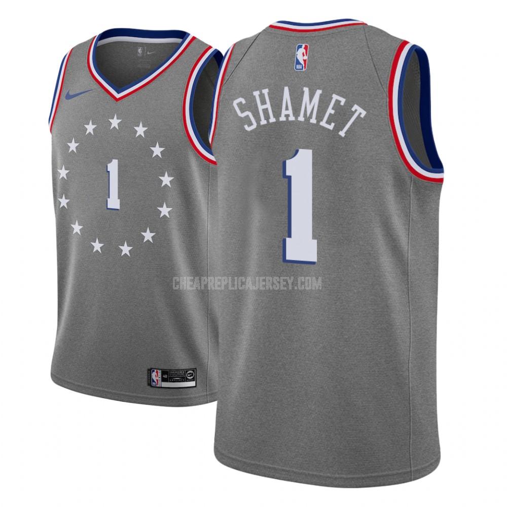 men's philadelphia 76ers landry shamet 1 gray city edition replica jersey