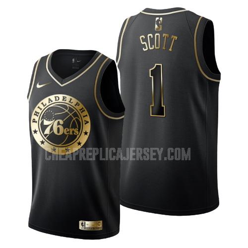 men's philadelphia 76ers mike scott 1 black golden edition replica jersey