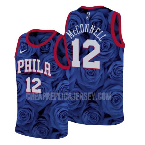 men's philadelphia 76ers tj mcconnell 12 blue rose flower replica jersey