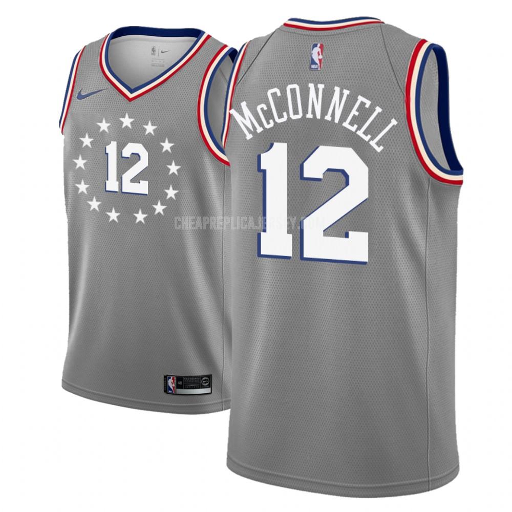 men's philadelphia 76ers tj mcconnell 12 gray city edition replica jersey