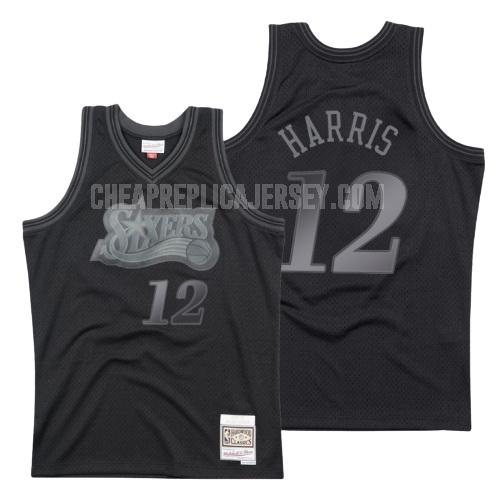 men's philadelphia 76ers tobias harris 12 black hardwood classics replica jersey