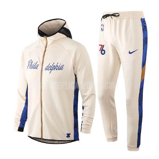 men's philadelphia 76ers white nba hooded jacket