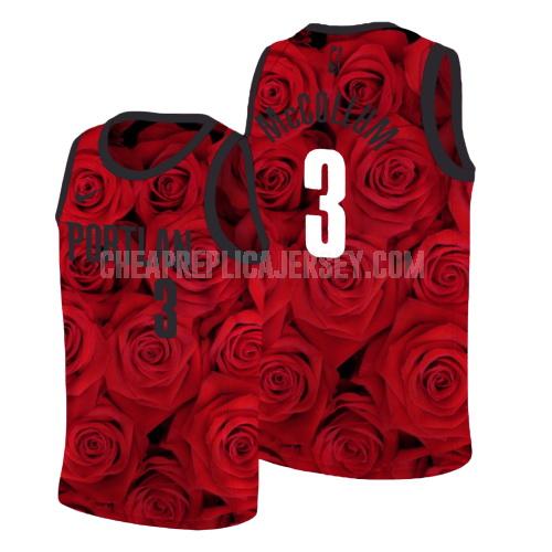 men's portland trail blazers cj mccollum 3 red rose flower replica jersey