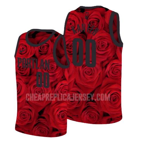men's portland trail blazers enes kanter 0 red rose flower replica jersey