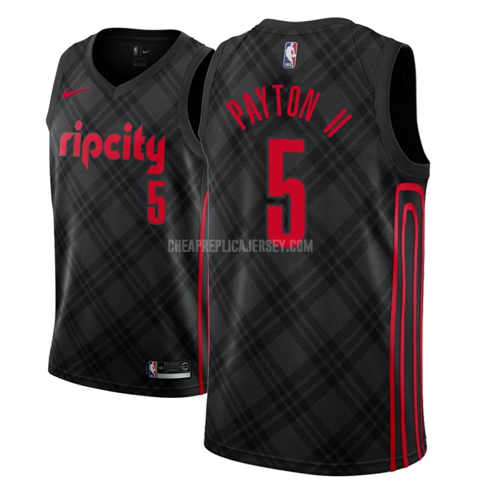 men's portland trail blazers gary payton ii 5 black city edition replica jersey