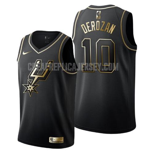 men's san antonio spurs demar derozan 10 black golden edition replica jersey