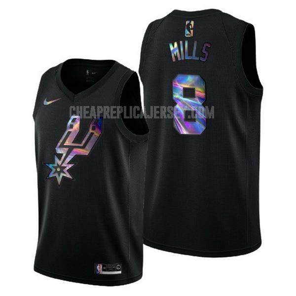 men's san antonio spurs patty mills 8 black logo holographic replica jersey