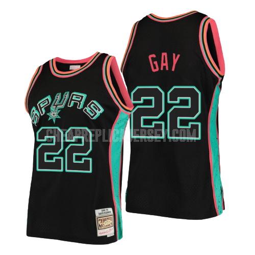 men's san antonio spurs rudy gay 22 black rings collection replica jersey