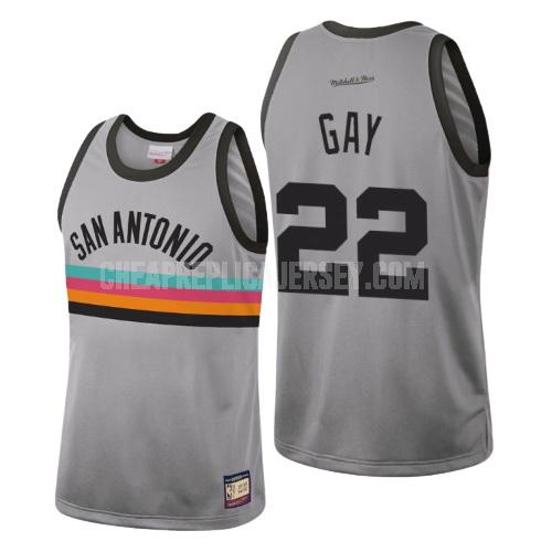 men's san antonio spurs rudy gay 22 gray hardwood classics replica jersey