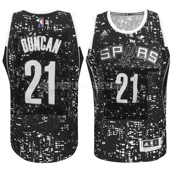 men's san antonio spurs tim duncan 21 black city edition replica jersey
