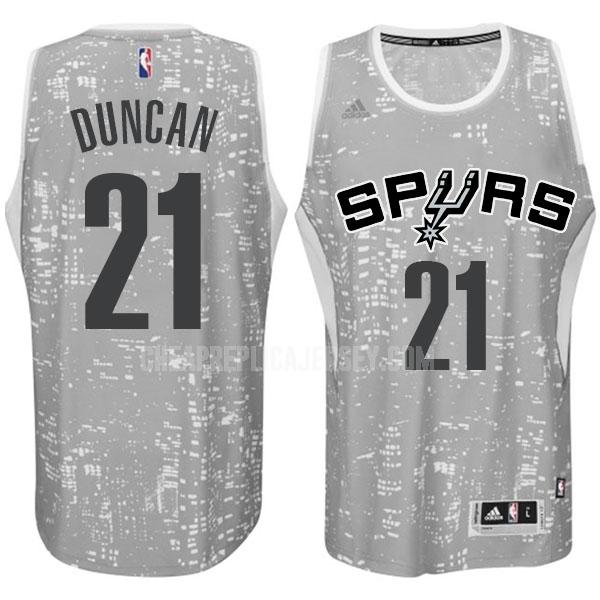 men's san antonio spurs tim duncan 21 gray city edition replica jersey