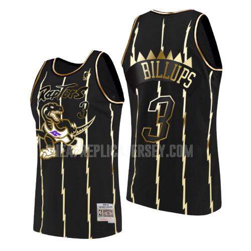 men's toronto raptors chauncey billups 3 black golden edition replica jersey