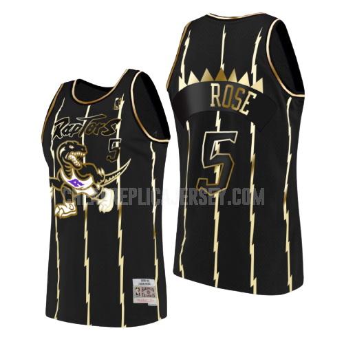 men's toronto raptors jalen rose 5 black golden edition replica jersey