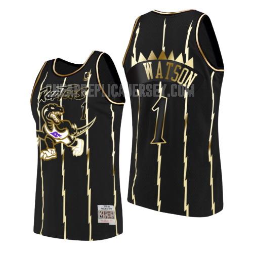 men's toronto raptors paul watson 1 black golden edition replica jersey