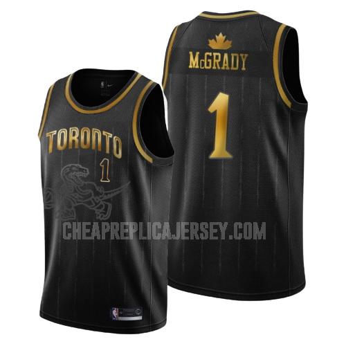 men's toronto raptors tracy mcgrady 1 black golden edition replica jersey
