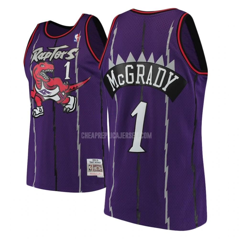 men's toronto raptors tracy mcgrady 1 purple hardwood classics replica jersey
