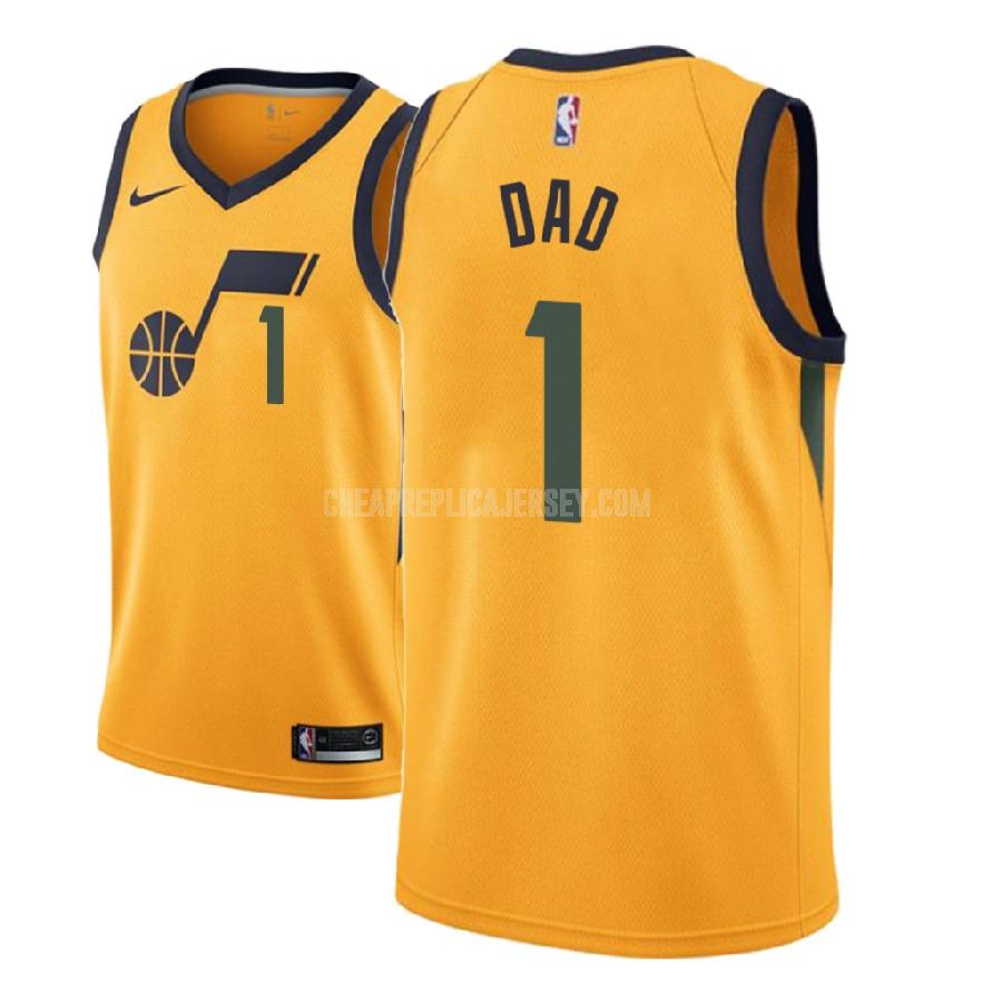 men's utah jazz dad 1 yellow fathers day replica jersey
