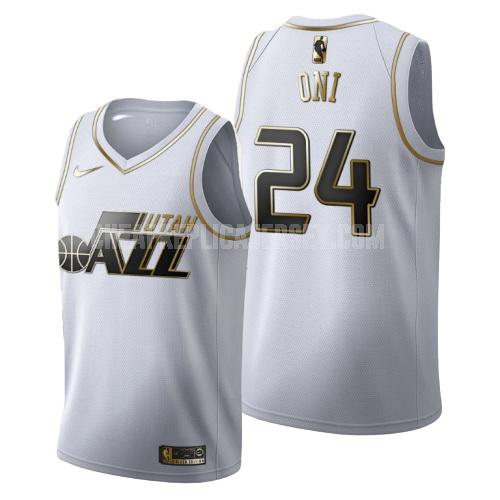 men's utah jazz miye oni 24 white golden edition replica jersey