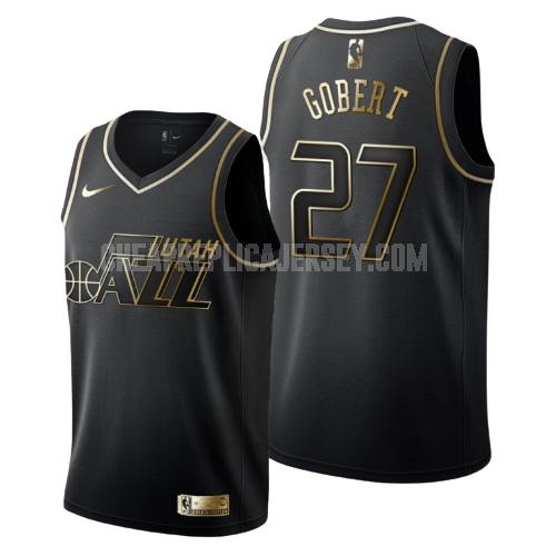 men's utah jazz rudy gobert 27 black golden edition replica jersey