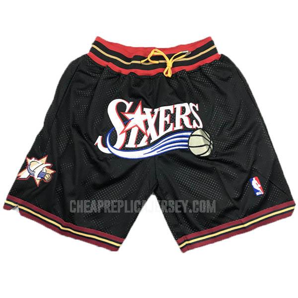 philadelphia 76ers black just don pockett-retro nba shorts