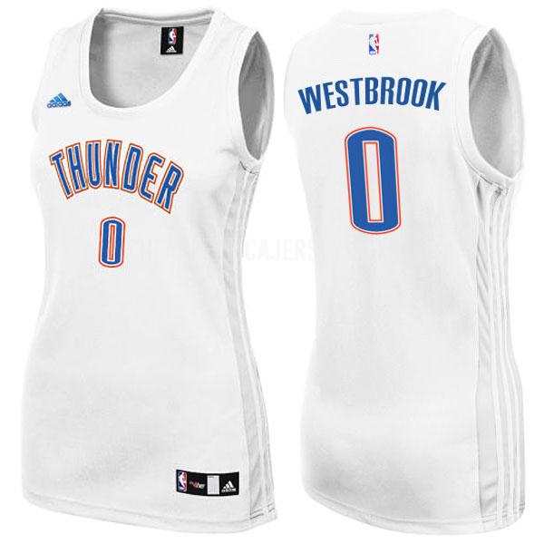 women's oklahoma city thunder russell westbrook 0 white classic replica jersey