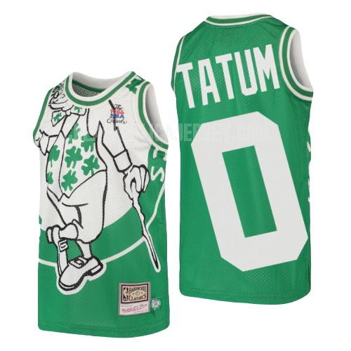 youth boston celtics jayson tatum 0 green hardwood classics big face replica jersey