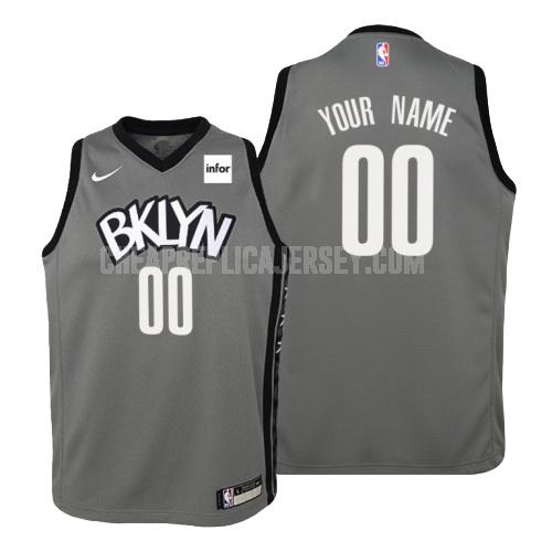 youth brooklyn nets csutom gray statement replica jersey