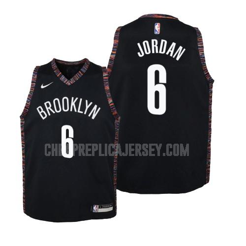 youth brooklyn nets deandre jordan 6 black city edition replica jersey