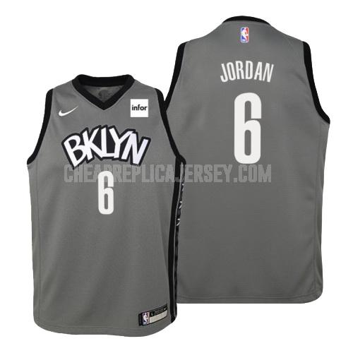 youth brooklyn nets deandre jordan 6 gray statement replica jersey