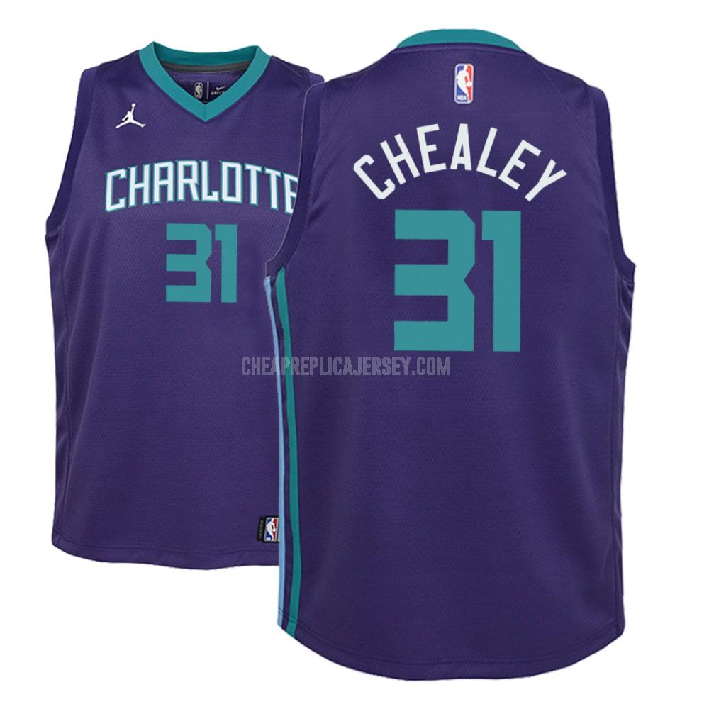 youth charlotte hornets joe chealey 31 purple statement replica jersey