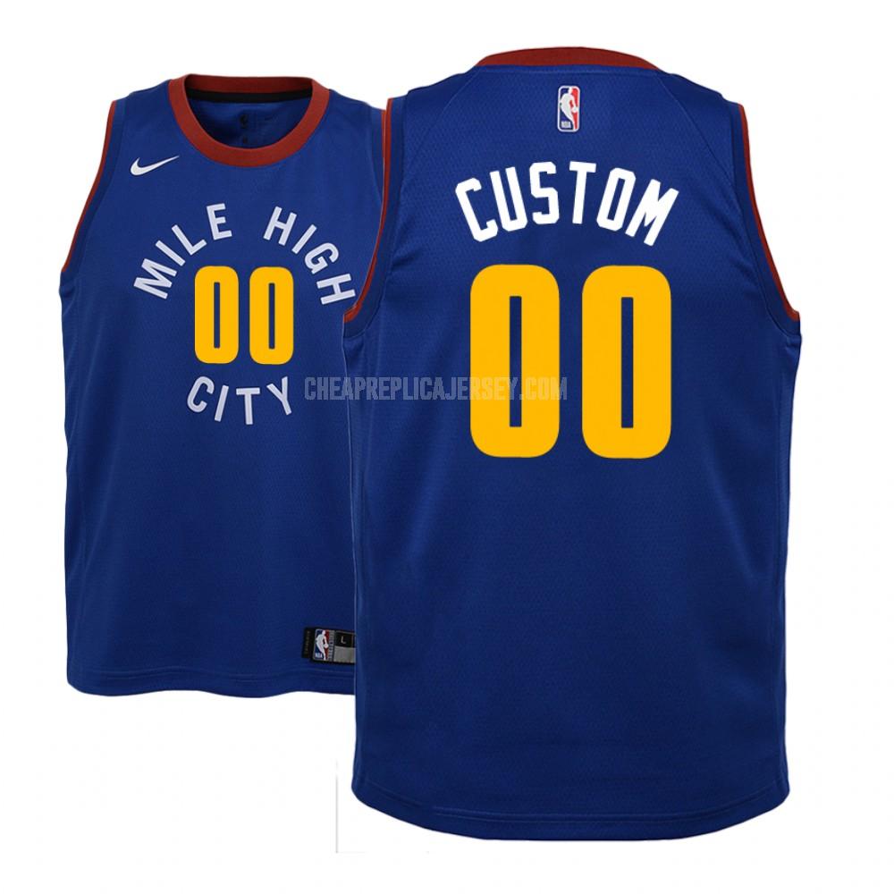youth denver nuggets custom blue statement replica jersey