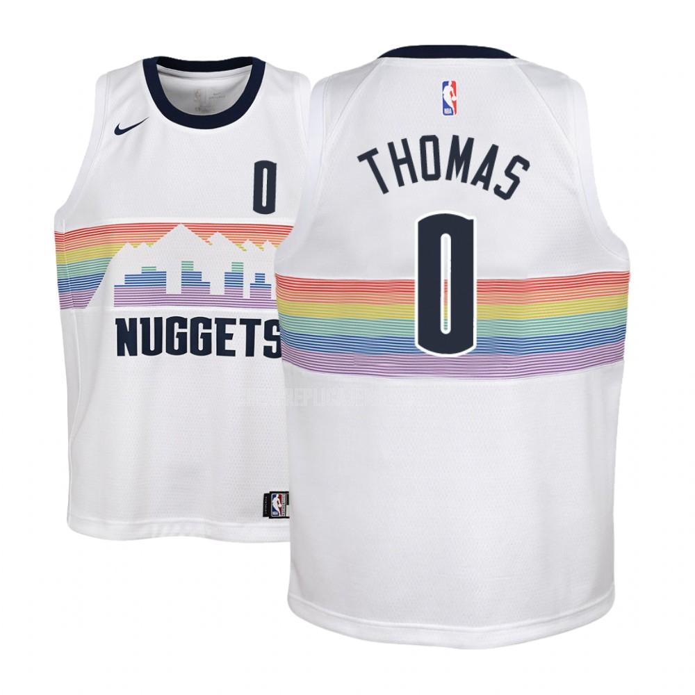 youth denver nuggets isaiah thomas 0 white city edition replica jersey