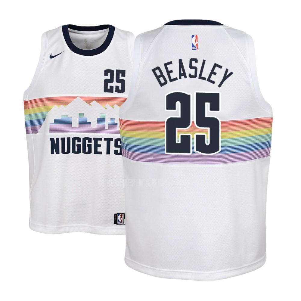 youth denver nuggets malik beasley 25 white city edition replica jersey