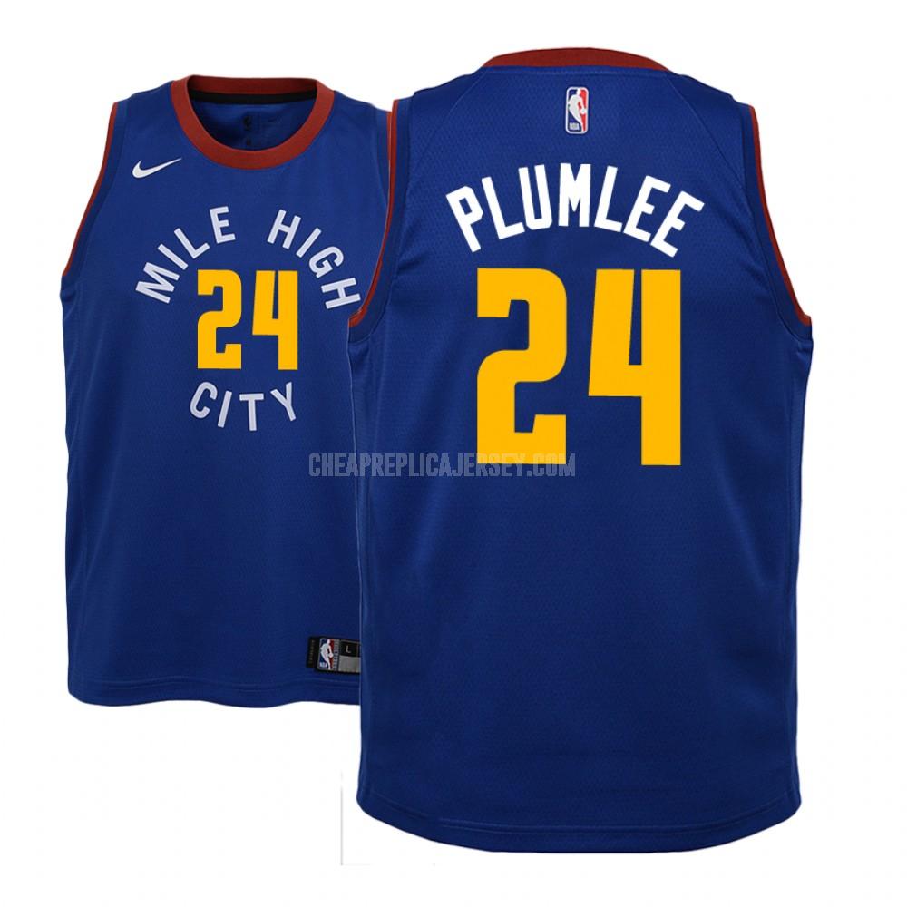 youth denver nuggets mason plumlee 24 blue statement replica jersey