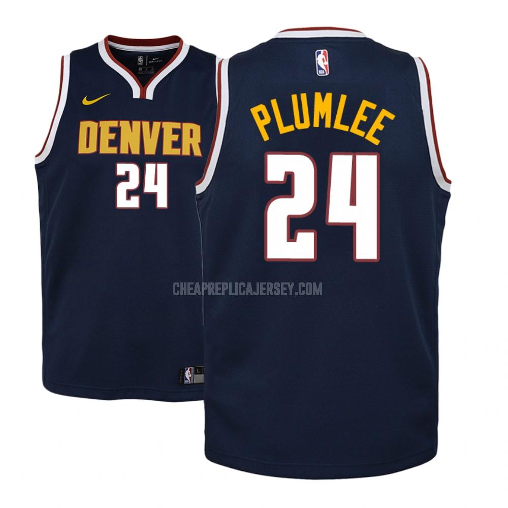 youth denver nuggets mason plumlee 24 navy icon replica jersey