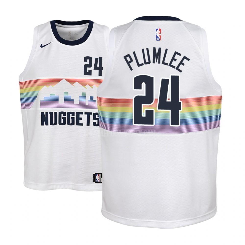 youth denver nuggets mason plumlee 24 white city edition replica jersey
